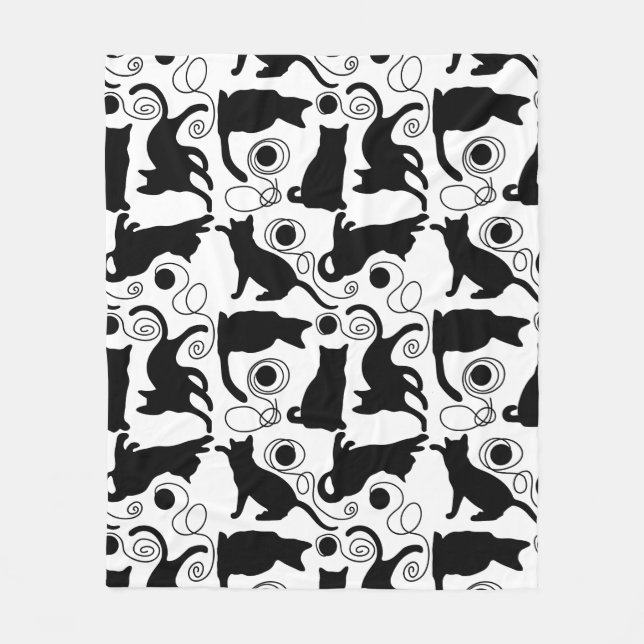Manta Polar Gatos y siluetas juguetones del hilado (Anverso)