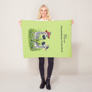 Manta Polar Gemelos de cebra con nombre salvaje y personalizad