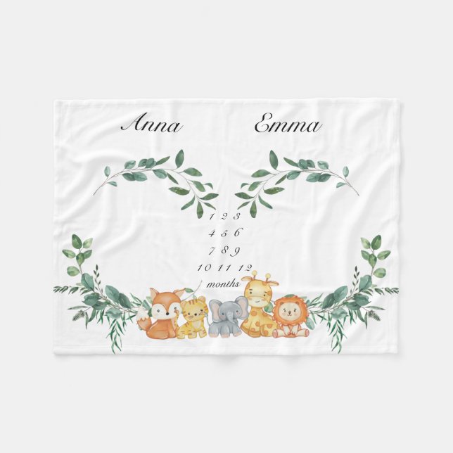 Manta Polar Gemelos Hito Género Bebé Neutral Bebé B (Frente (Horizontal))