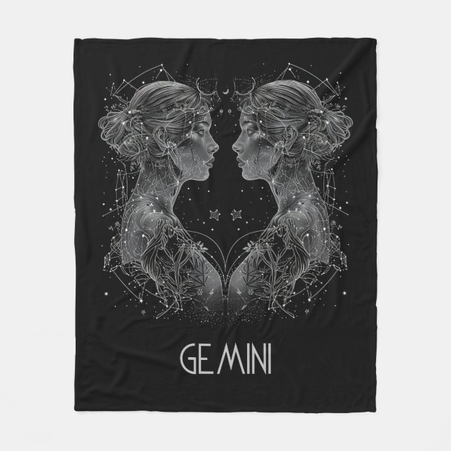 Manta Polar Gemini Zodiac Constellation Fleece Blanket (Anverso)