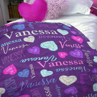 Manta Polar Gemstones corazones nombre personalizado color Van