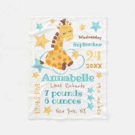 Manta Polar Género Neutral Cute Giraffe Stars Baby Stats