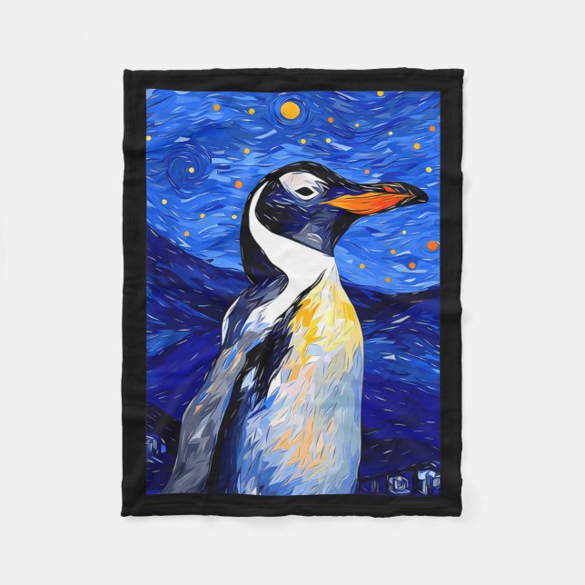 Manta Polar Gentoo Penguin Starry Night Painting Men Women Kid (Anverso)