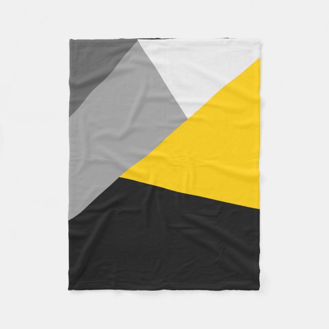 Manta Polar Geo amarillo y negro gris moderno simple (Anverso)