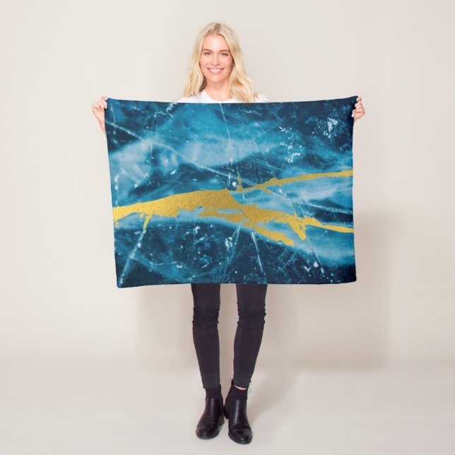 Manta Polar Geode Agate Gemstone Blue and Gold (In situ)