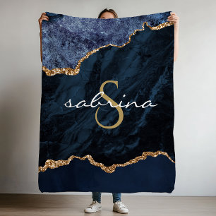 Manta Polar Geodo de la agonía de oro azul de monograma
