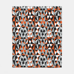 Manta Polar Geometría Negrita Retro Funky Naranja Gris Blanco