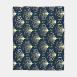 Manta Polar Geométrica Elegante: Art Deco Azul.