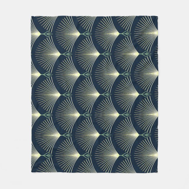 Manta Polar Geométrica Elegante: Art Deco Azul. (Anverso)