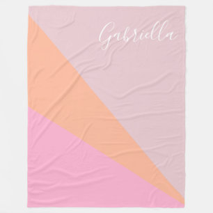 Manta Polar Geométrico rosa y Naranja Girly personalizado