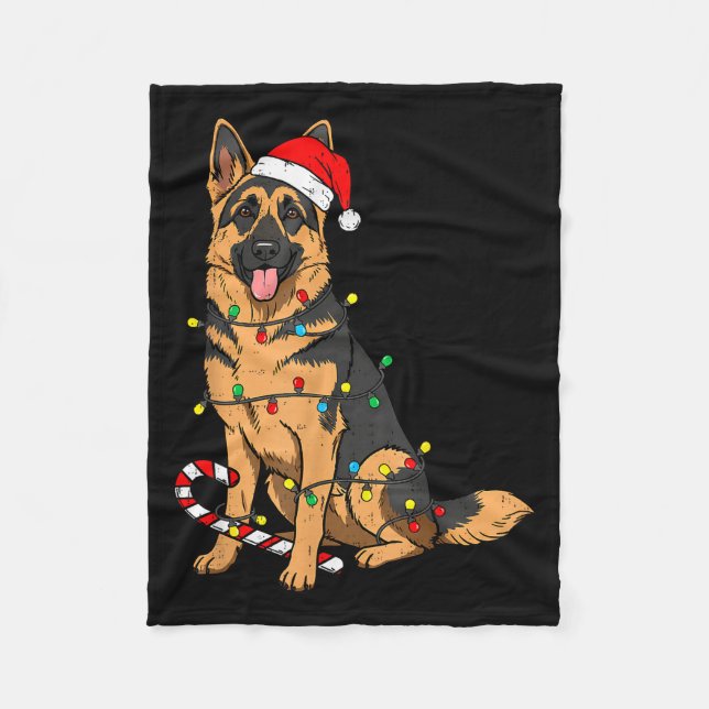 Manta Polar German Shepherd Dog Christmas Lights Xmas Pet Dog  (Anverso)
