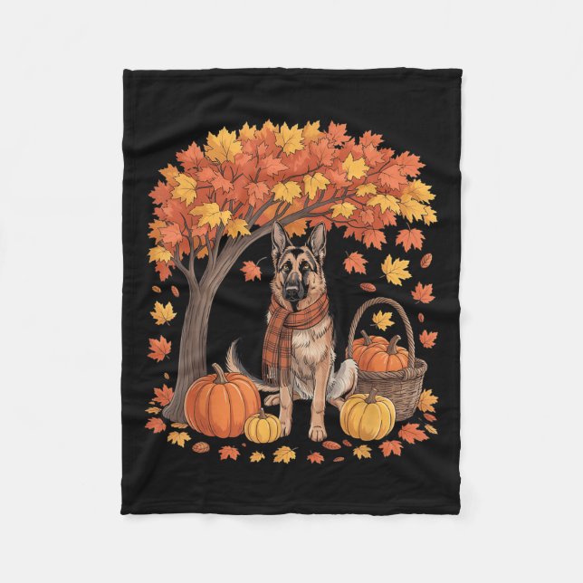 Manta Polar German Shepherd Dog Fall Scarf Pumpkin Autumn Than (Anverso)