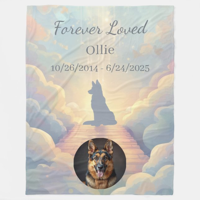 Manta Polar German Shepherd Memorial Blanket | Rainbow Bridge (Anverso)