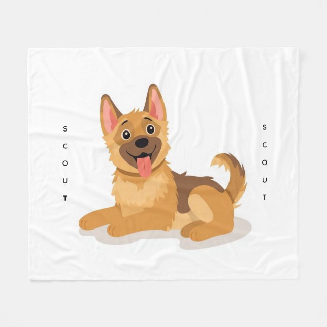 Manta Polar German Shepherd Puppy Cute Illustration (Frente (Horizontal))