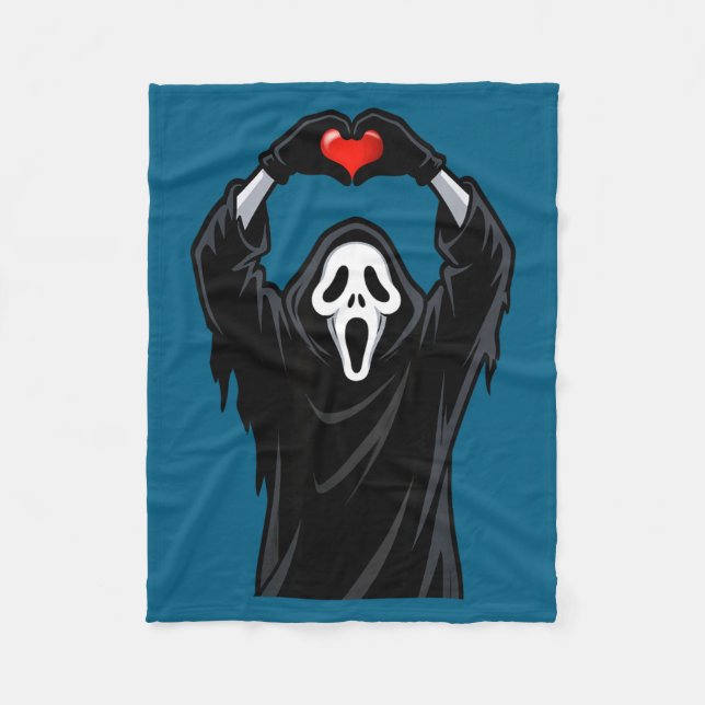 Manta Polar Ghost Red Heart Hands Y Face Halloween Valentines  (Anverso)