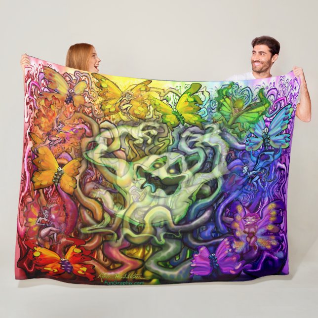 Manta Polar Ghostal Rainbow Magic Fleece Blanket (In situ)