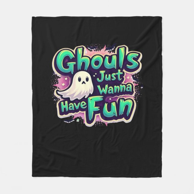 Manta Polar Ghouls solo quiere divertirse - Halloween retro (Anverso)