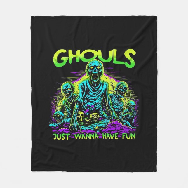 Manta Polar Ghouls solo quiere divertirse - Halloween Sloth De (Anverso)