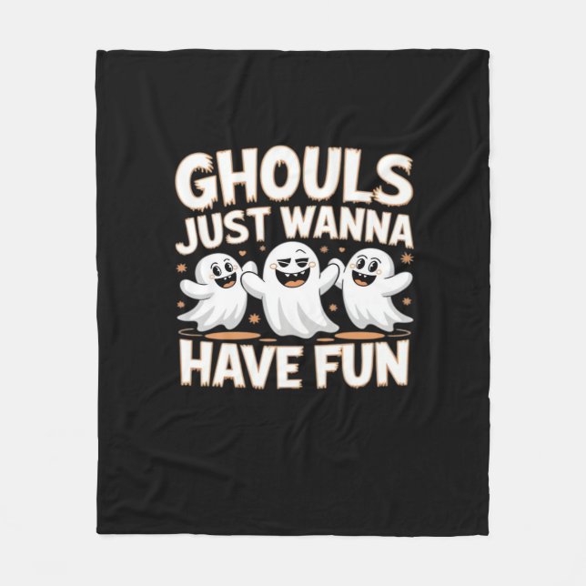 Manta Polar Ghouls solo quieren divertirse - Halloween Estilo  (Anverso)