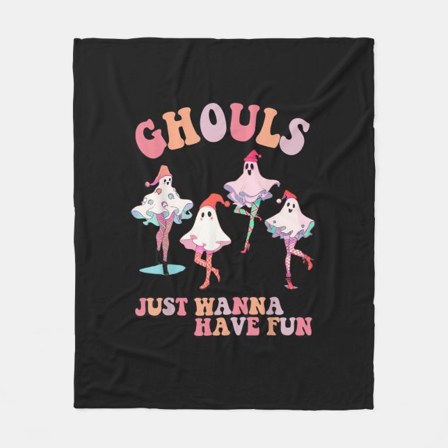 Manta Polar Ghouls solo quieren divertirse retro Halloween Chr (Anverso)