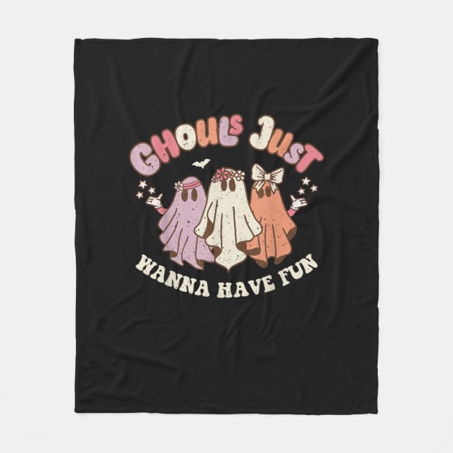 Manta Polar Ghouls solo quieren divertirse retro Halloween Gro (Anverso)