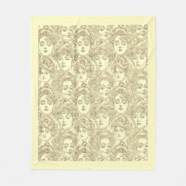 Manta Polar Gibson chicas Victoriana patrón mujer crema oro (Anverso)