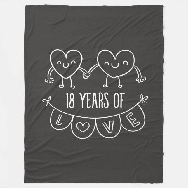 Manta Polar Gift Chalk Hearts, 18 Aniversario (Anverso)