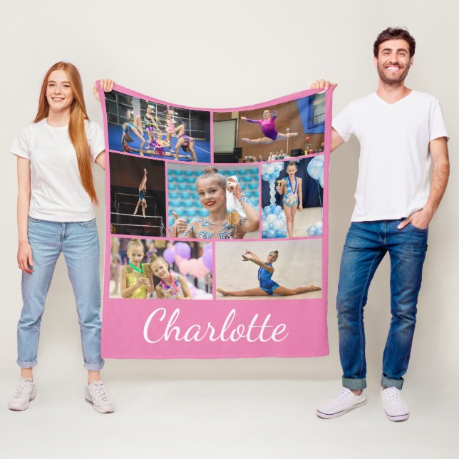 Manta Polar Gimática 7 Collage de fotos Funda Rosa (In situ)