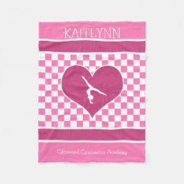 Manta Polar Gimnasia a cuadros rosada bonita con el monograma