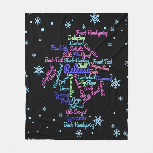 Manta Polar Gimnasia artística Word Cloud Snowflake (Anverso)