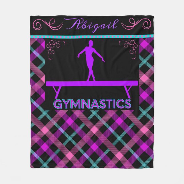 Manta Polar Gimnasia Beam Pink Morple Verde azulada Tartán (Anverso)