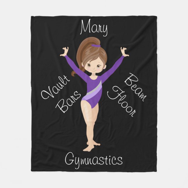 Manta Polar Gimnasia Brunette, Ojos Marrones, Leotard Púrpura  (Anverso)