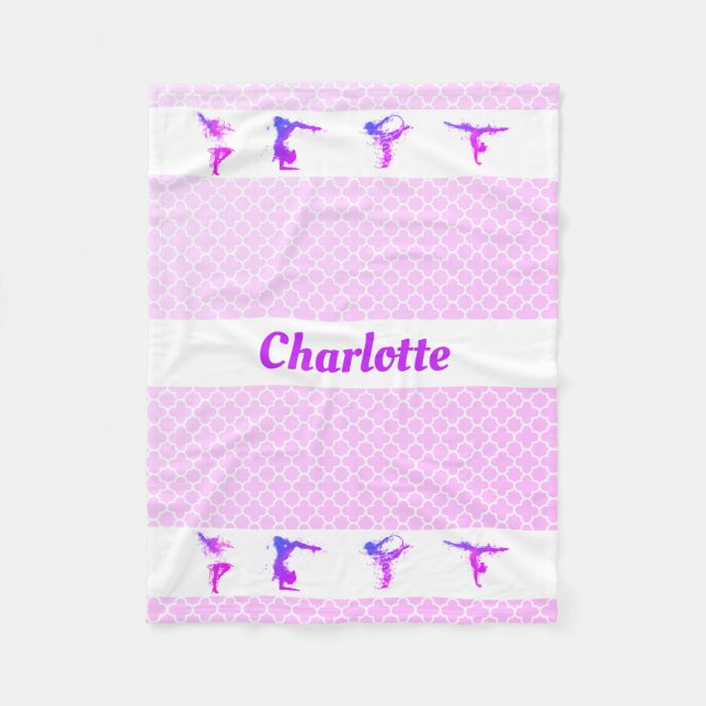 Manta Polar Gimnasia Chicas Nombre Quatrefoil Pink Púrpura (Anverso)