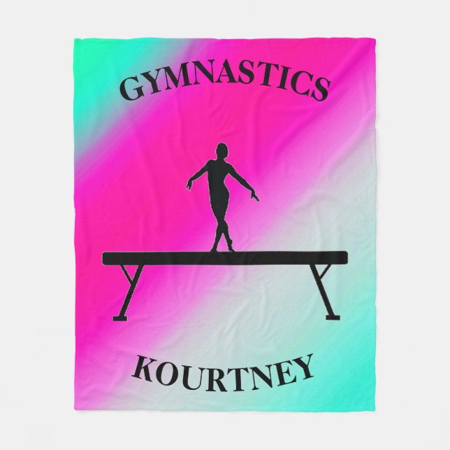 Manta Polar Gimnasia Equilibrio Beam Mint y Fuchsia (Anverso)