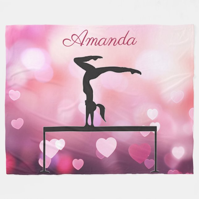 Manta Polar Gimnasia Equilibrio Beam Pink Hearts (Frente (Horizontal))