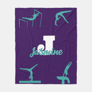 Manta Polar Gimnasia Giratoria Monograma Turquesa Personalizad