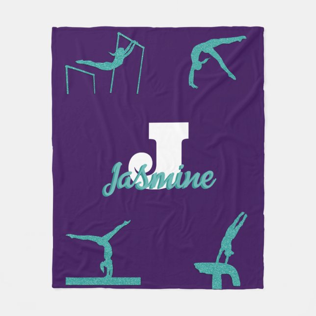 Manta Polar Gimnasia Giratoria Monograma Turquesa Personalizad (Anverso)