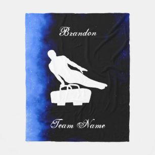 Manta Polar Gimnasia masculina Negro, Azul, Blanco con nombre