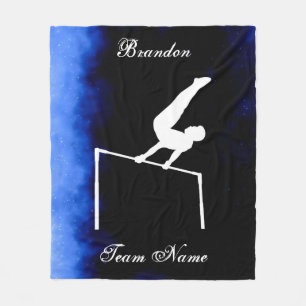 Manta Polar Gimnasia masculina Negro, Azul, Blanco con nombre 