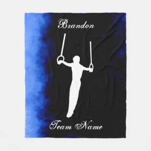 Manta Polar Gimnasia masculina Negro, Azul, Blanco con nombre 
