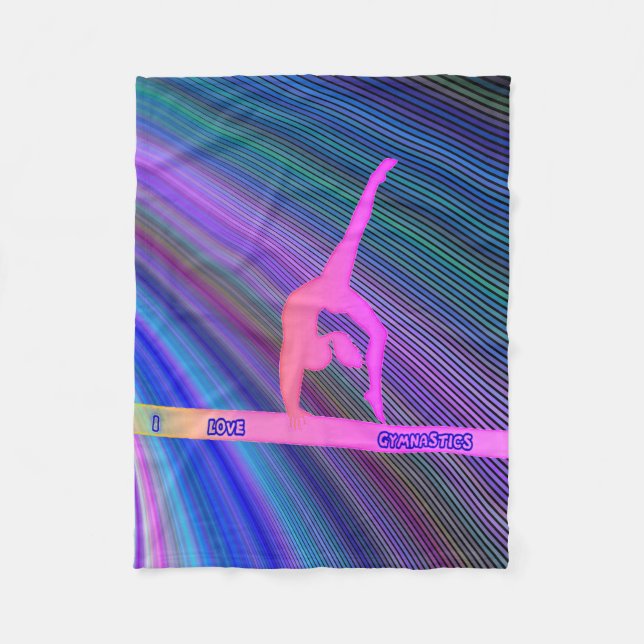 Manta Polar Gimnasia: "Me encanta la gimnasia", frazada. (Anverso)