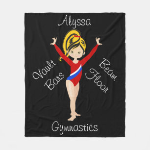 Manta Polar Gimnasia Negra / Rubia, Ojos Hazel, Leotard Rojo