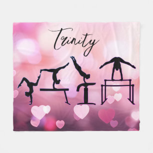 Manta Polar Gimnasia Valentine Pink Hearts Personalizados