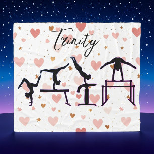 Manta Polar Gimnasia Valentine Pink Hearts Personalizados