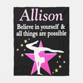 MANTA POLAR GIMNASTICA PERSONALIZADA DE COLOR ROSA Y NEGRO