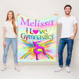 MANTA POLAR GIMNASTICS FLEECE BLANKET PERSONALIZADO PINK I LOV