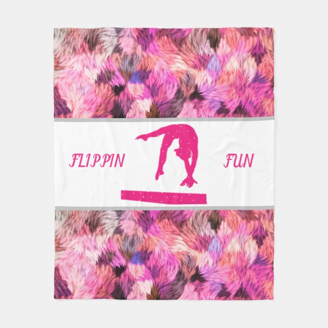 MANTA POLAR GIMNASTICS "FLIPPIN DIVERSIÓN" FLEECE BLANKET. (Anverso)