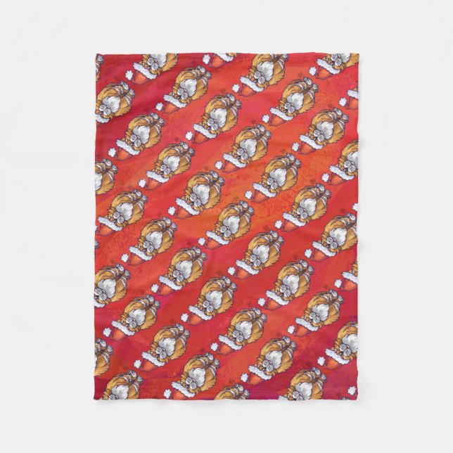 Manta Polar Ginger Cat Navidades En Rojo (Anverso)