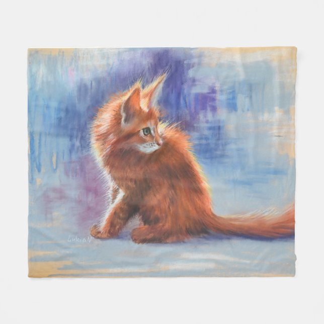 Manta Polar Ginger Kitten en luz pastel (Frente (Horizontal))