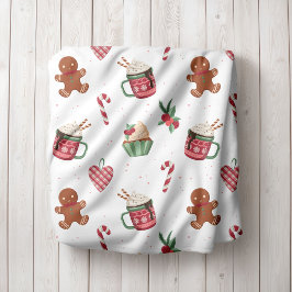 Manta Polar Gingerbread and Hot Cocoa Christmas Fleece Blanket
